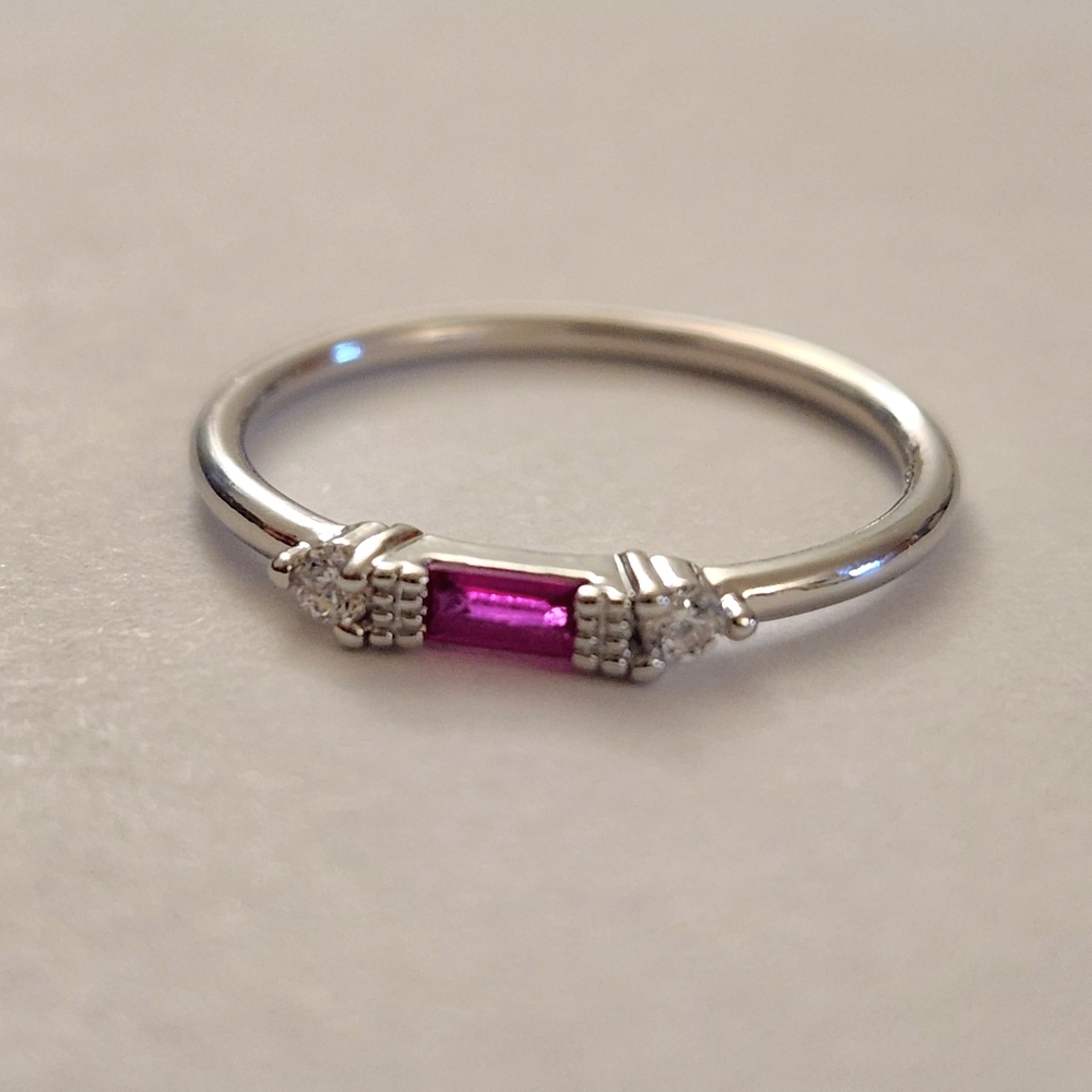 New 925 Silver Ruby Diamond Band Stacking Ring for Women - Picture 1 of 13